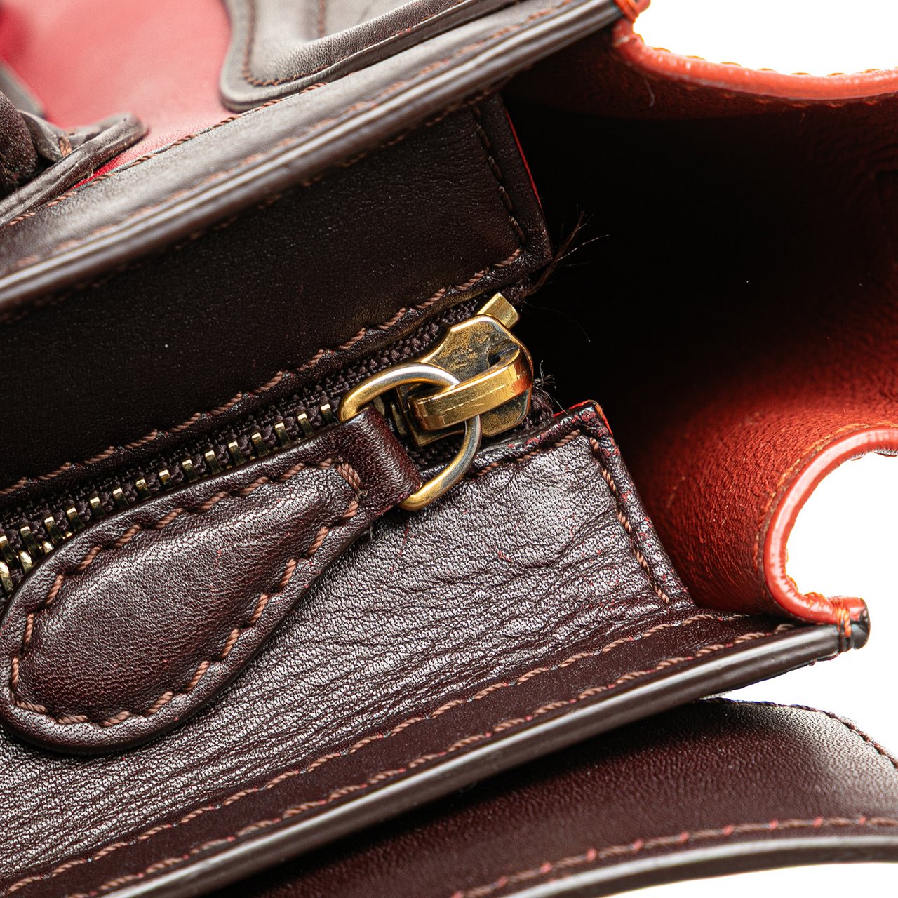 Celine Nano Tricolor Leather Luggage Tote Rood