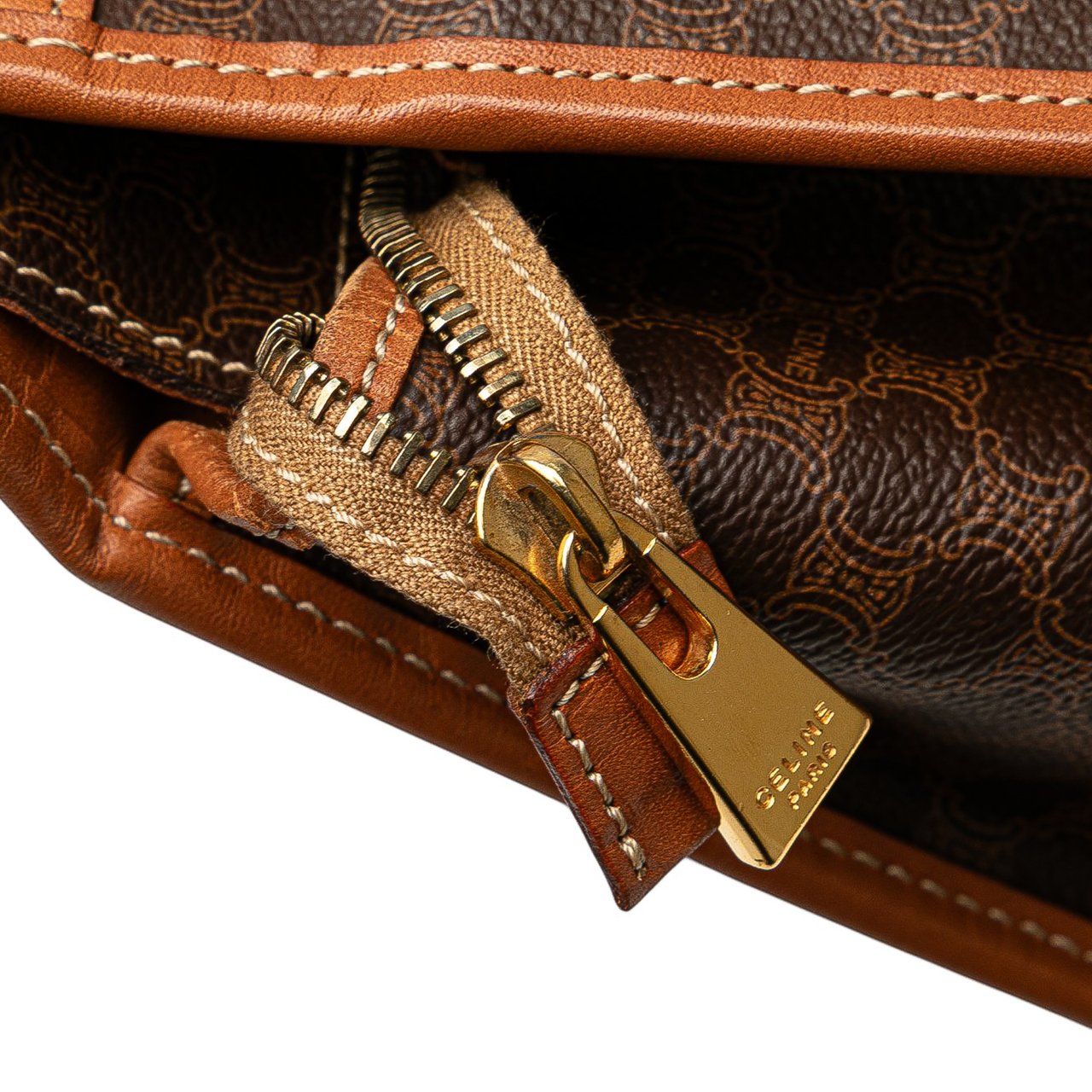 Celine Macadam Coated Canvas Tote Bruin