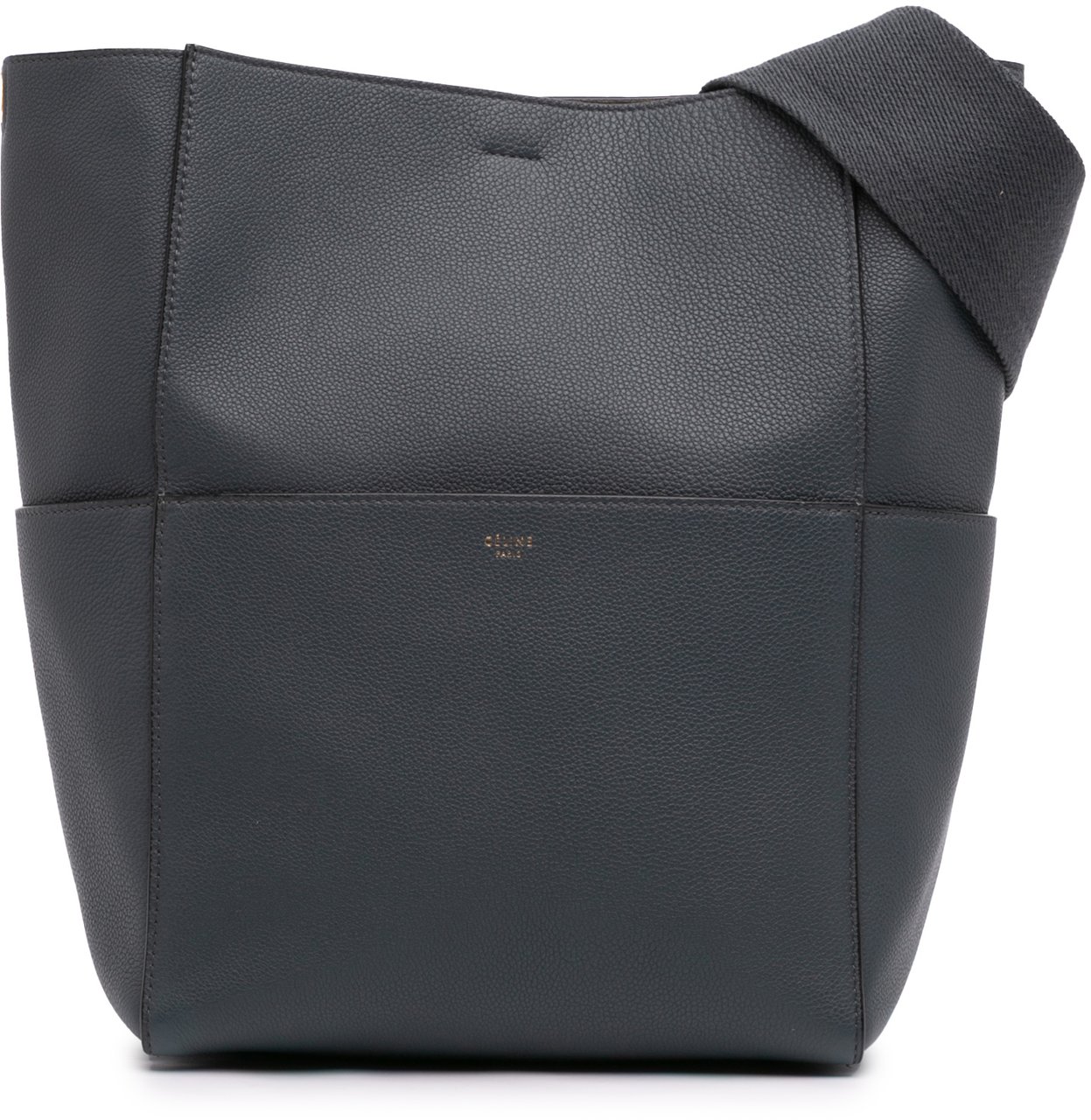 Celine Medium Leather Seau Sangle Bucket Bag Grijs