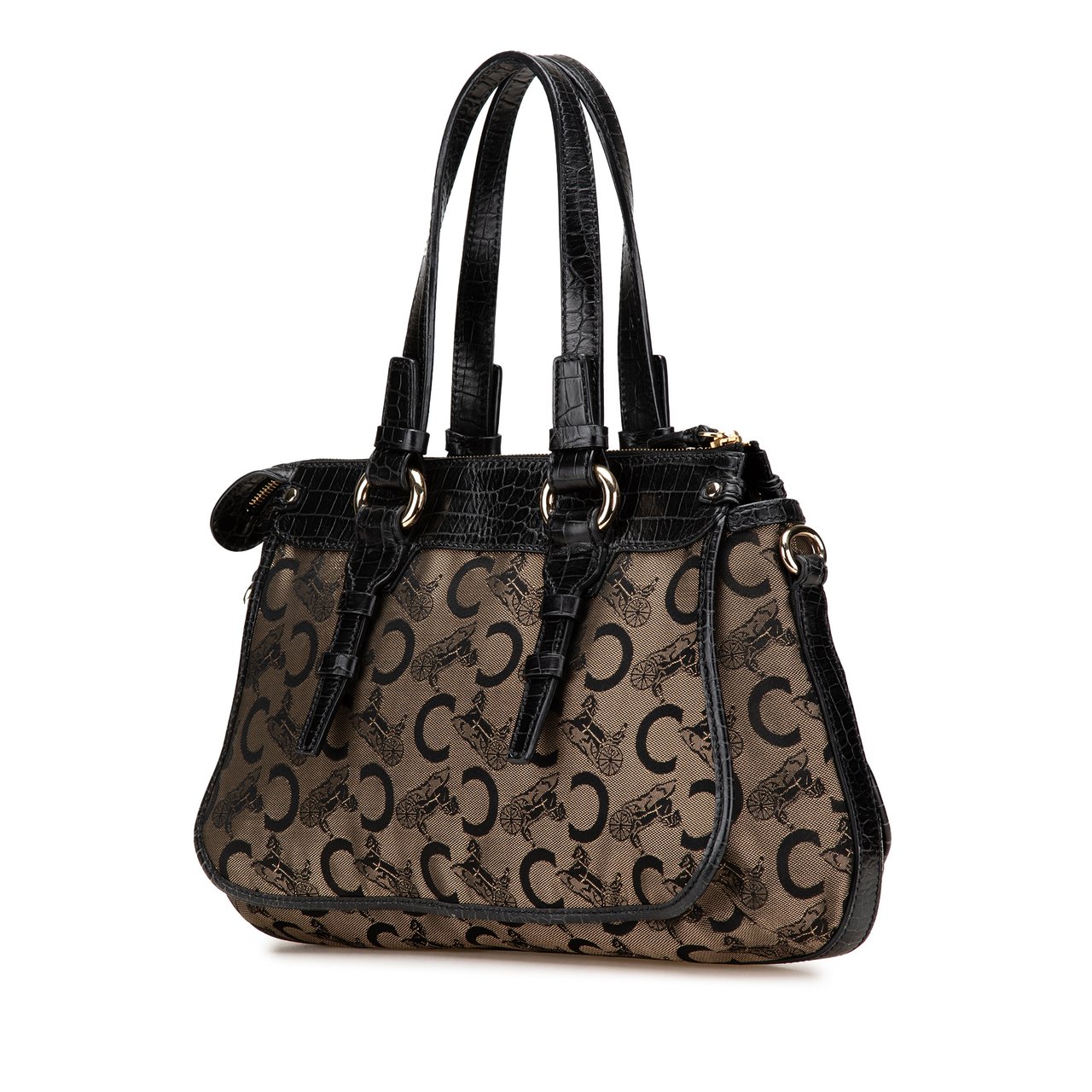 Celine C Carriage Canvas Satchel Bruin