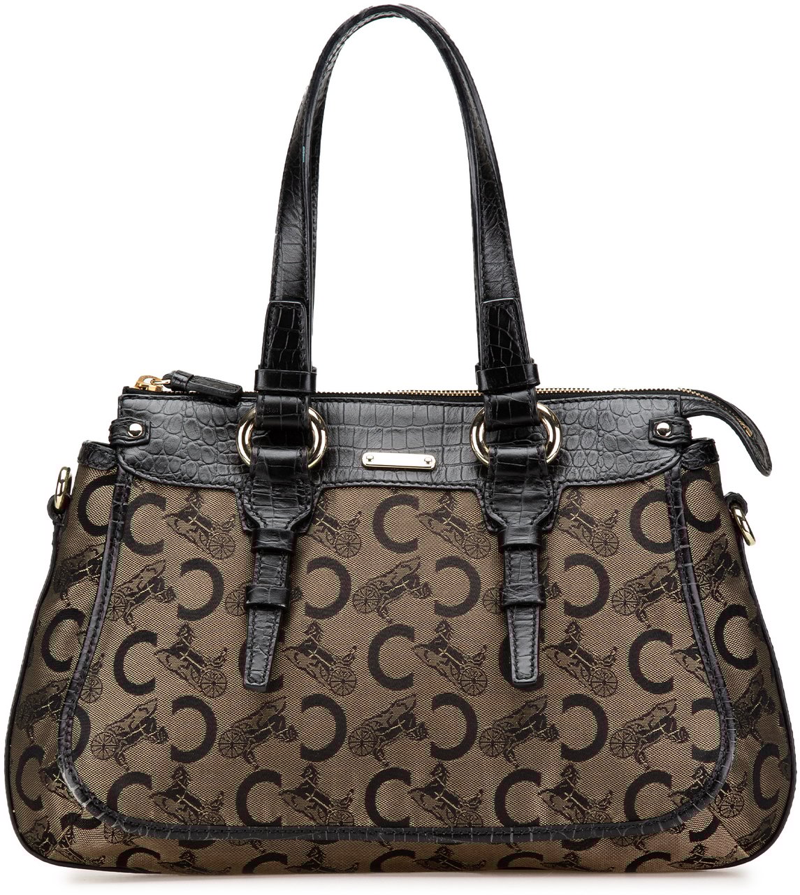 Celine C Carriage Canvas Satchel Bruin