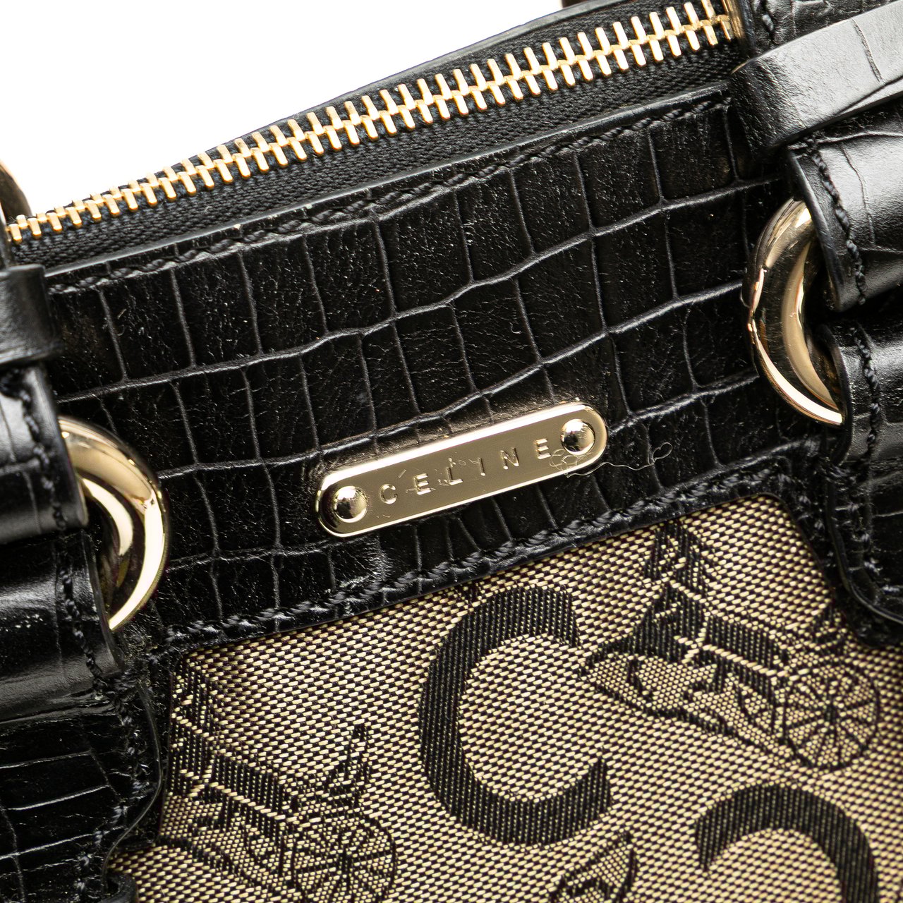 Celine C Carriage Canvas Satchel Bruin