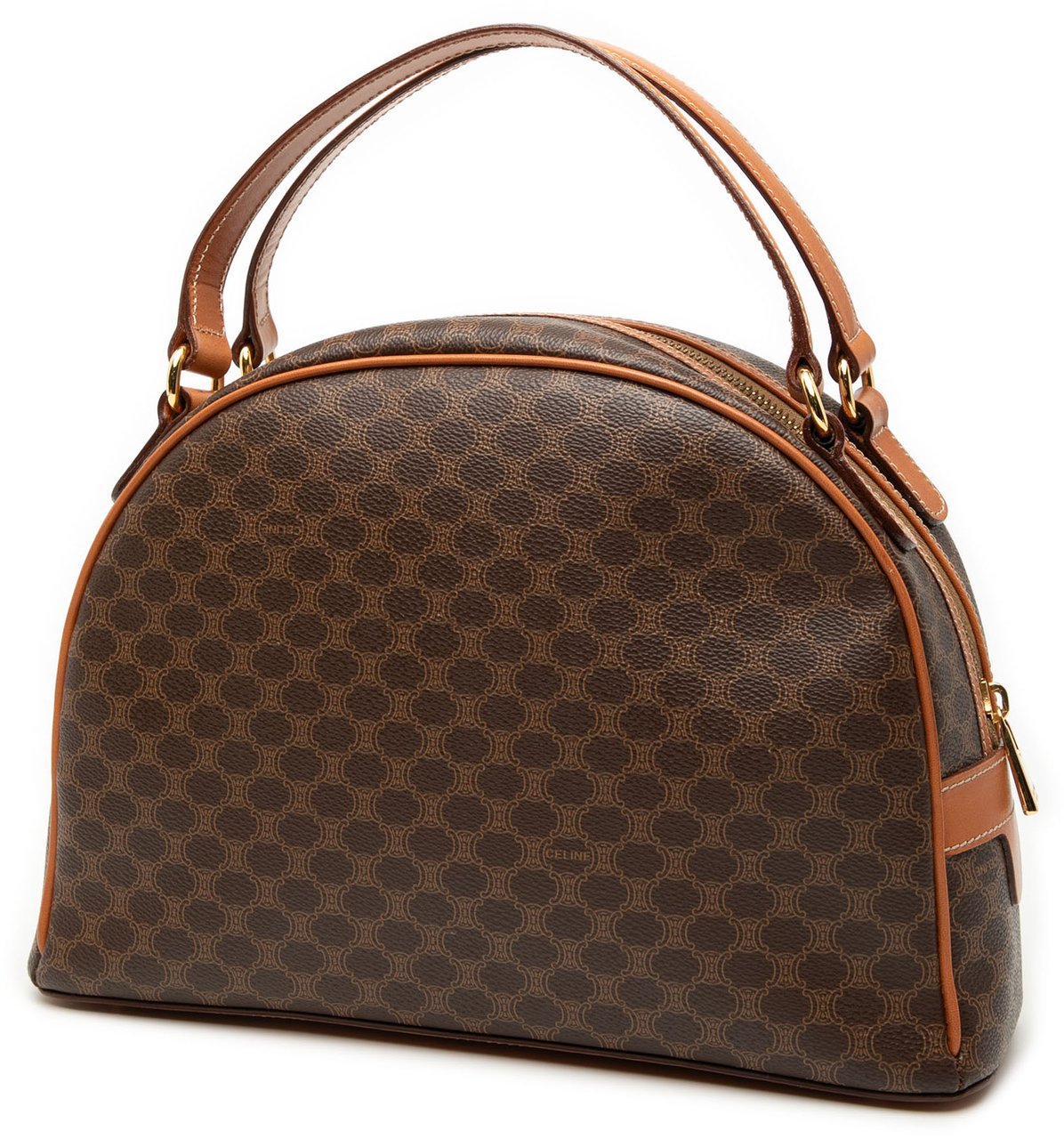 Celine Macadam Coated Canvas Dome Handbag Bruin