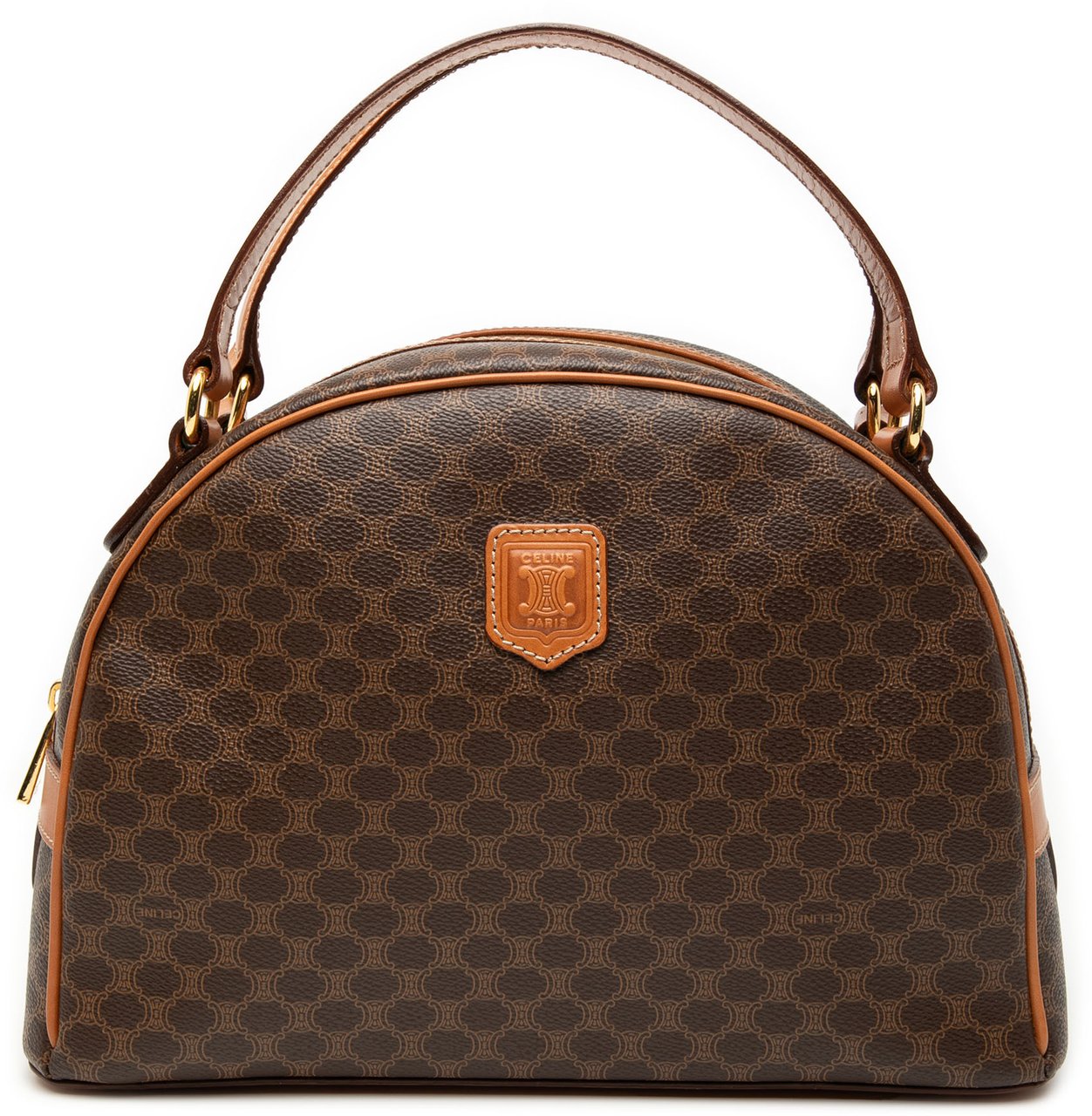 Celine Macadam Coated Canvas Dome Handbag Bruin