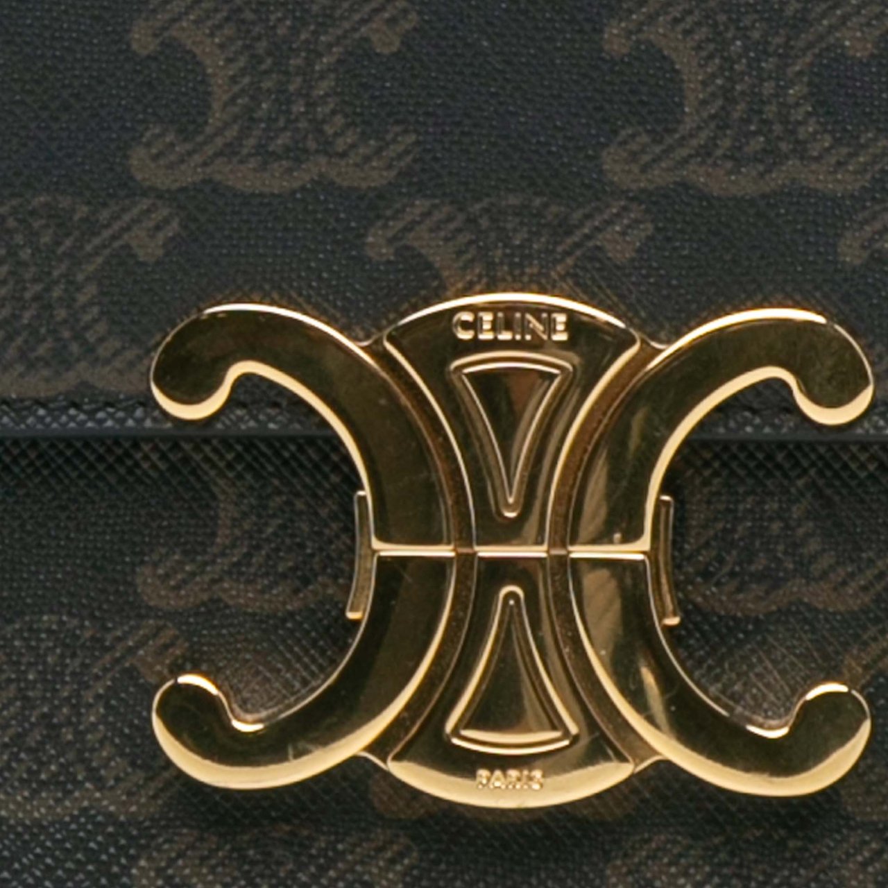 Celine Triomphe Coated Canvas Claude Shoulder Bag Bruin