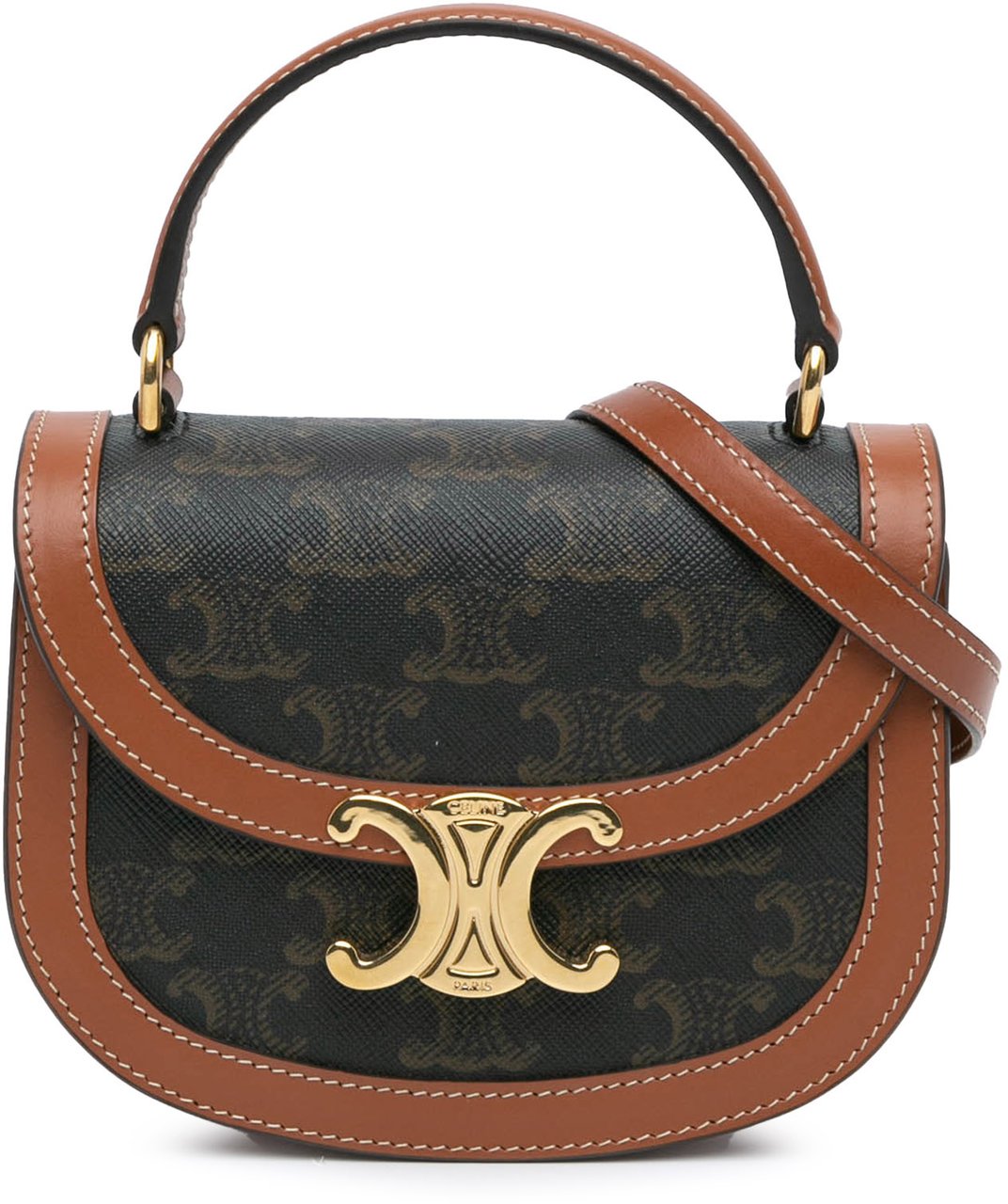 Celine Mini Triomphe Coated Canvas Besace Clea Satchel Bruin