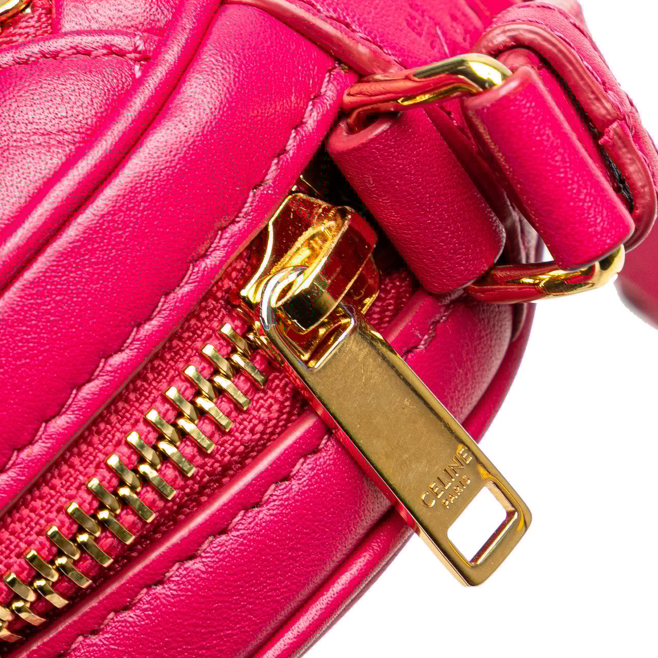 Celine Quilted Calfskin C Charm Crossbody Roze