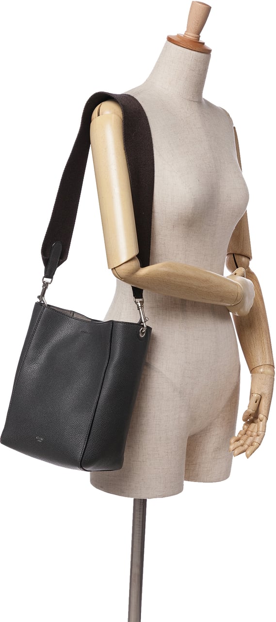Celine Small Soft Grained Calfskin Seau Sangle Shoulder Bag Bruin