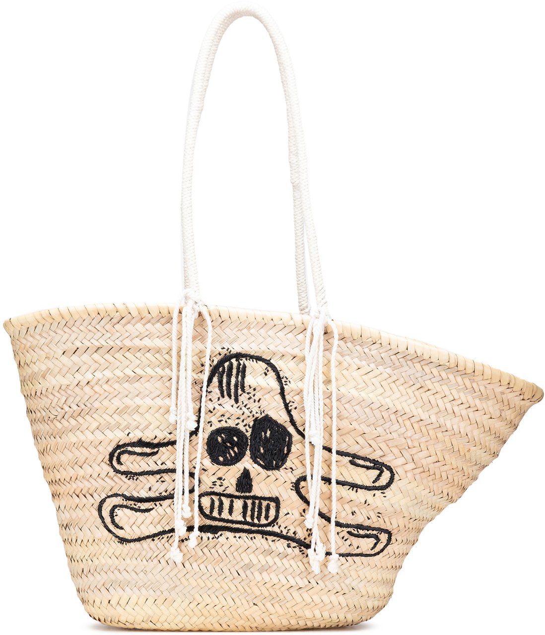 Celine Andre Butzer Large Raffia Classic Wanderer Embroidered Shopping Tote Bruin