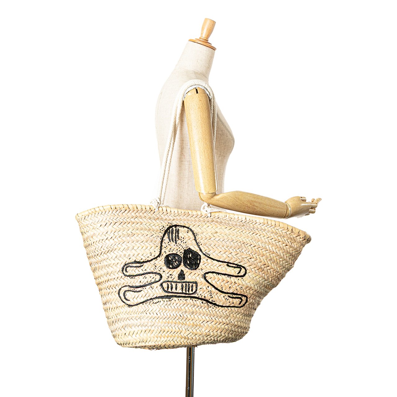 Celine Andre Butzer Large Raffia Classic Wanderer Embroidered Shopping Tote Bruin