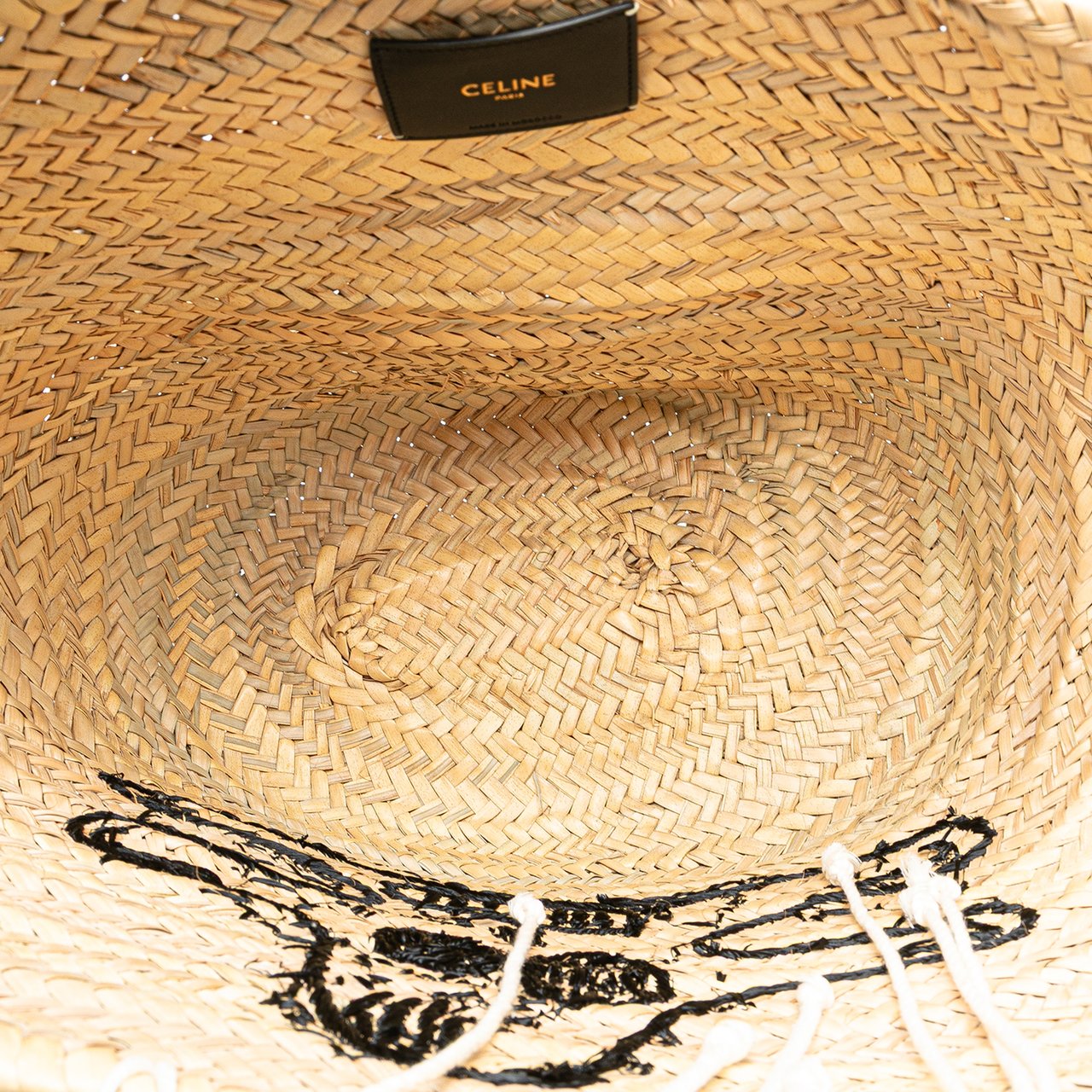 Celine Andre Butzer Large Raffia Classic Wanderer Embroidered Shopping Tote Bruin