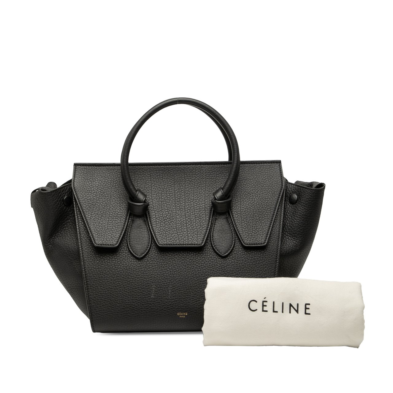 Celine Medium Grained Calfskin Tie Knot Tote Zwart