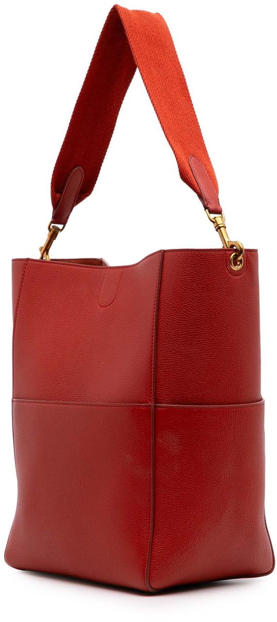 Celine Medium Leather Seau Sangle Bucket Bag Rood