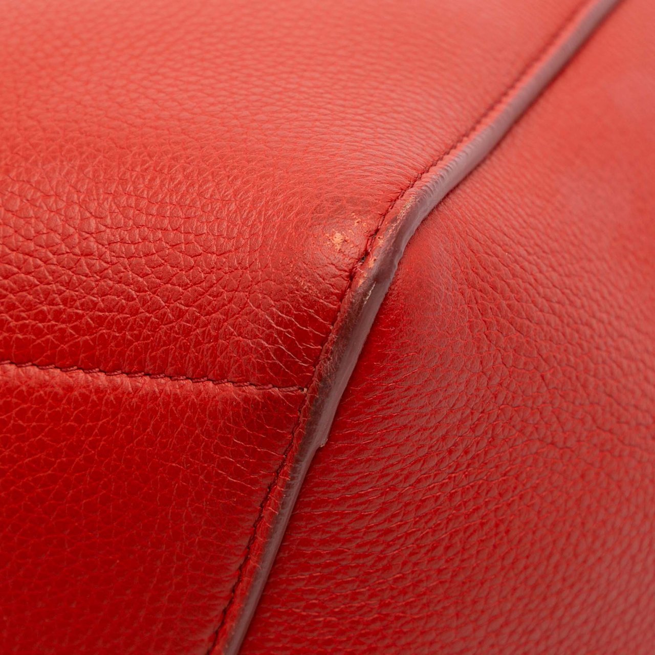 Celine Medium Leather Seau Sangle Bucket Bag Rood