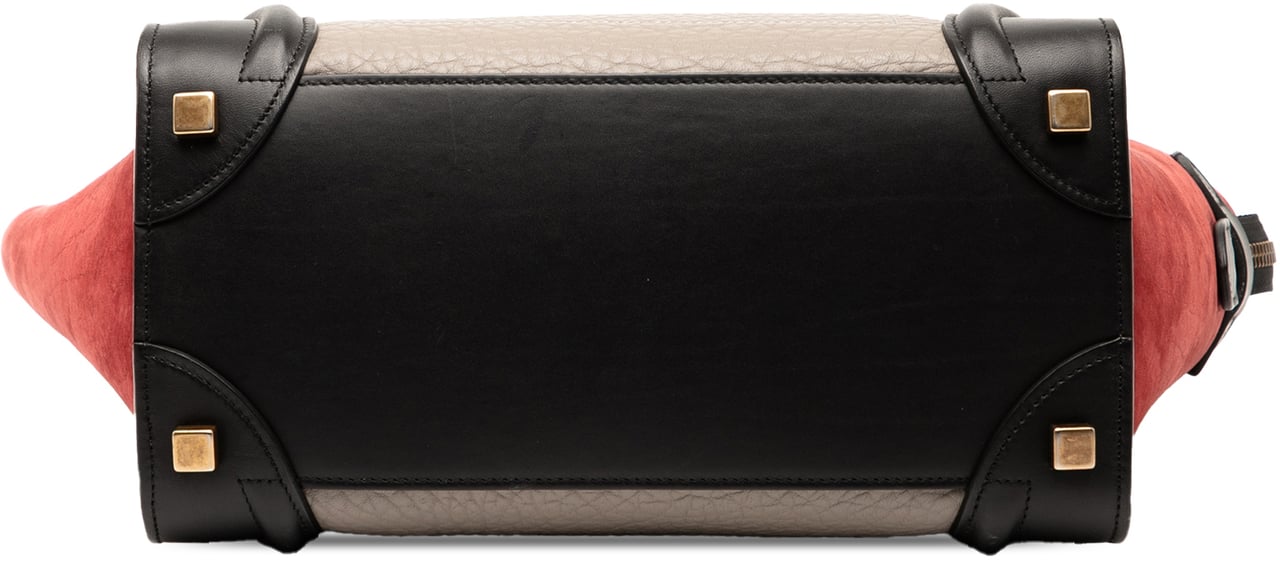 Celine Micro Tricolor Leather Luggage Tote Bruin