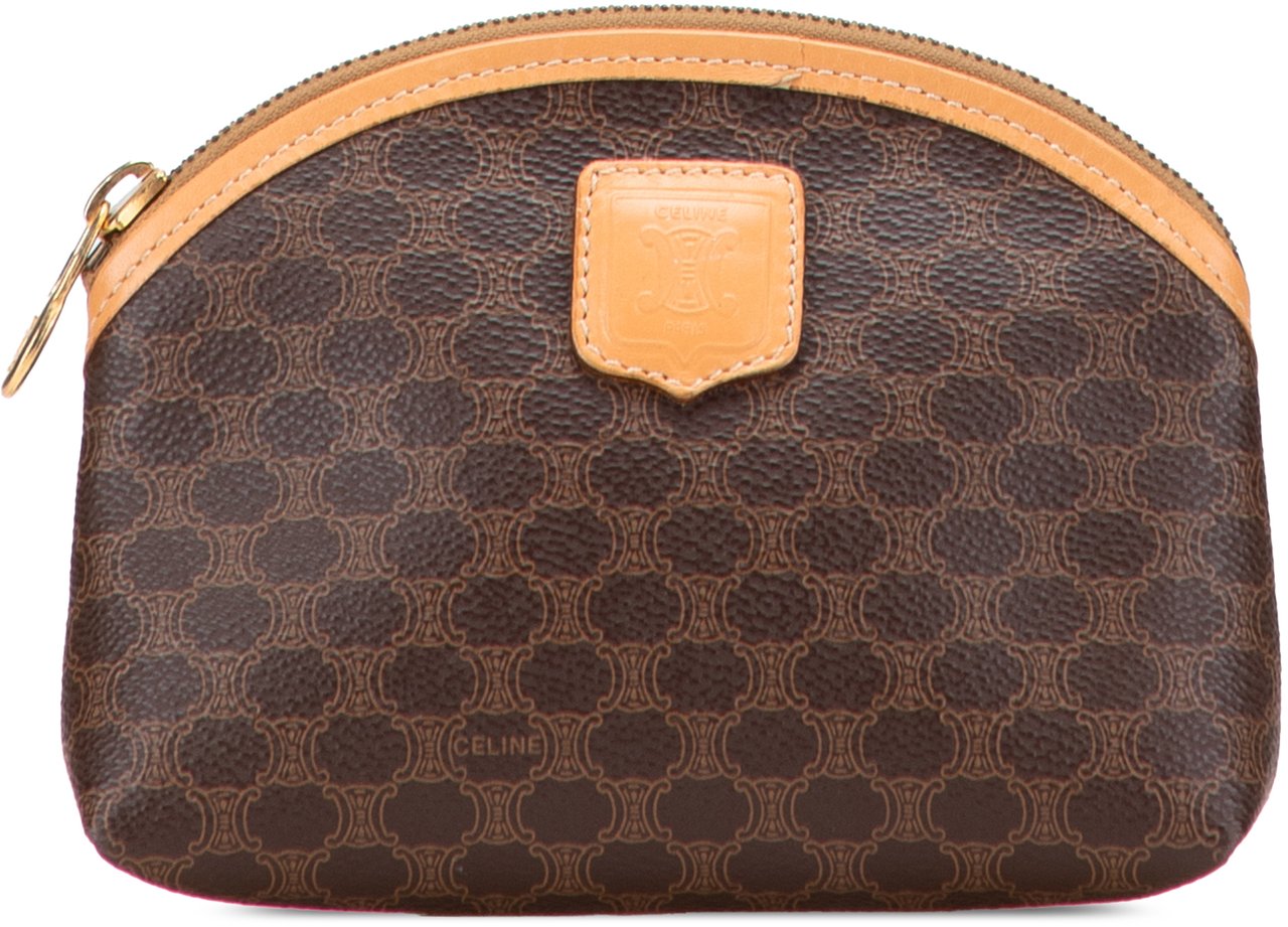 Celine Macadam Coated Canvas Pouch Bruin