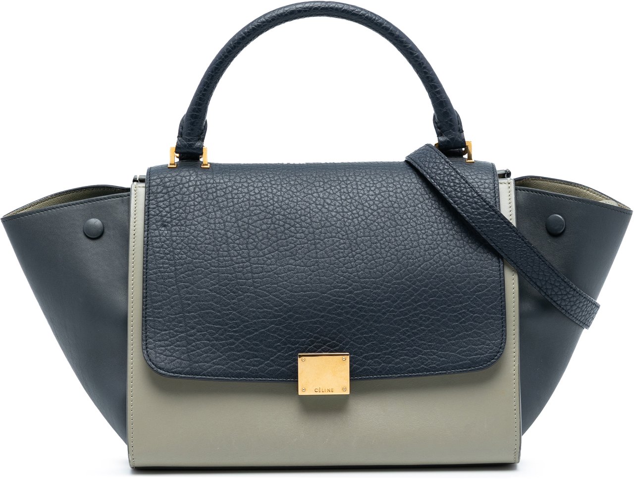 Celine Medium Tricolor Trapeze Satchel Blauw