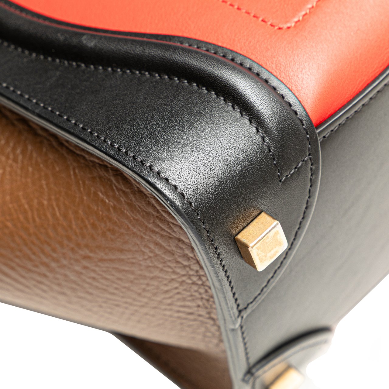 Celine Micro Tricolor Leather Luggage Tote Rood