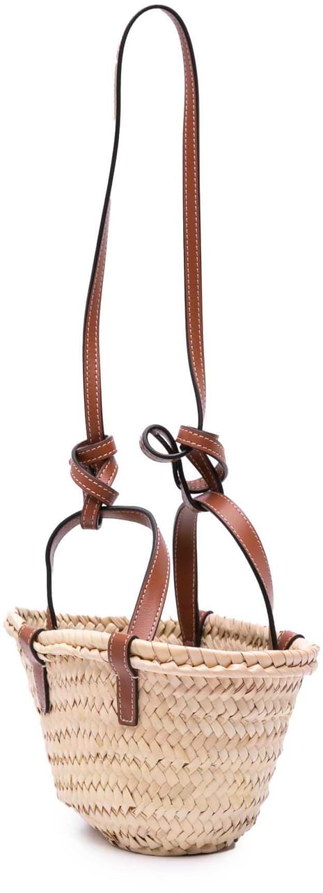 Celine Nano Raffia Cuir Triomphe Classic Panier Tote Bruin
