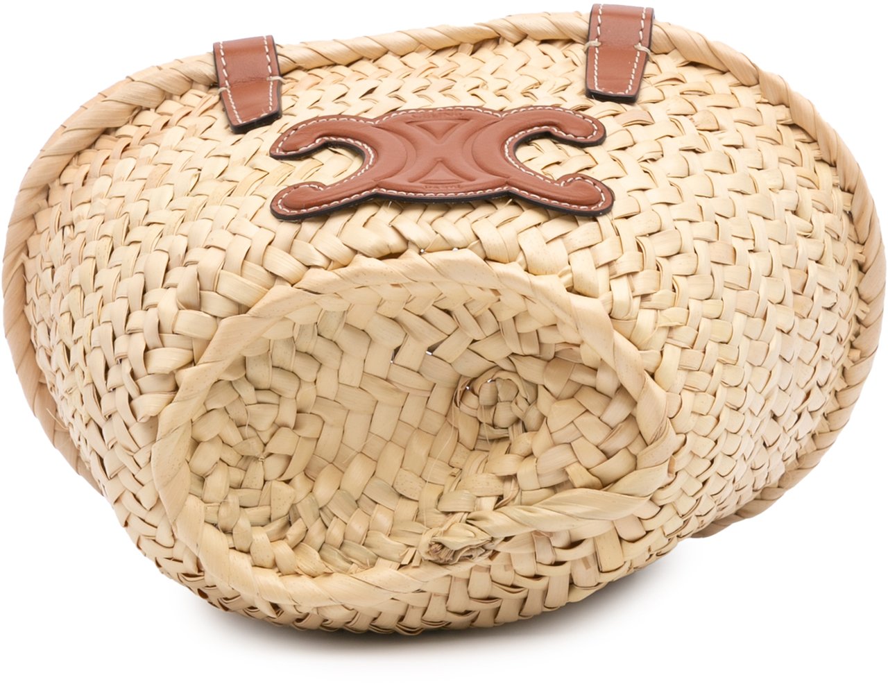 Celine Nano Raffia Cuir Triomphe Classic Panier Tote Bruin