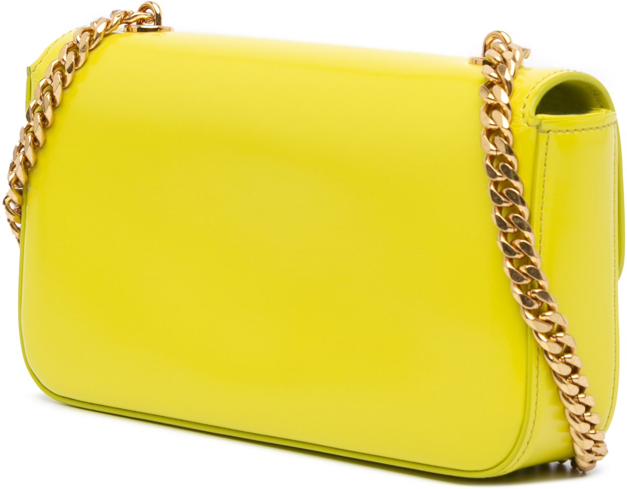 Celine Calfskin Cuir Triomphe Chain Shoulder Bag Geel