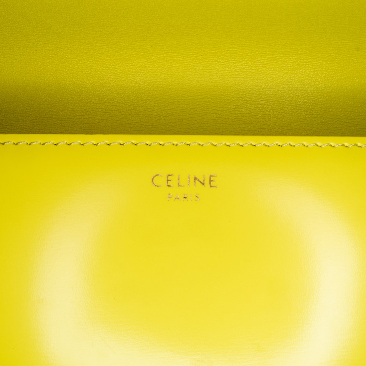 Celine Calfskin Cuir Triomphe Chain Shoulder Bag Geel