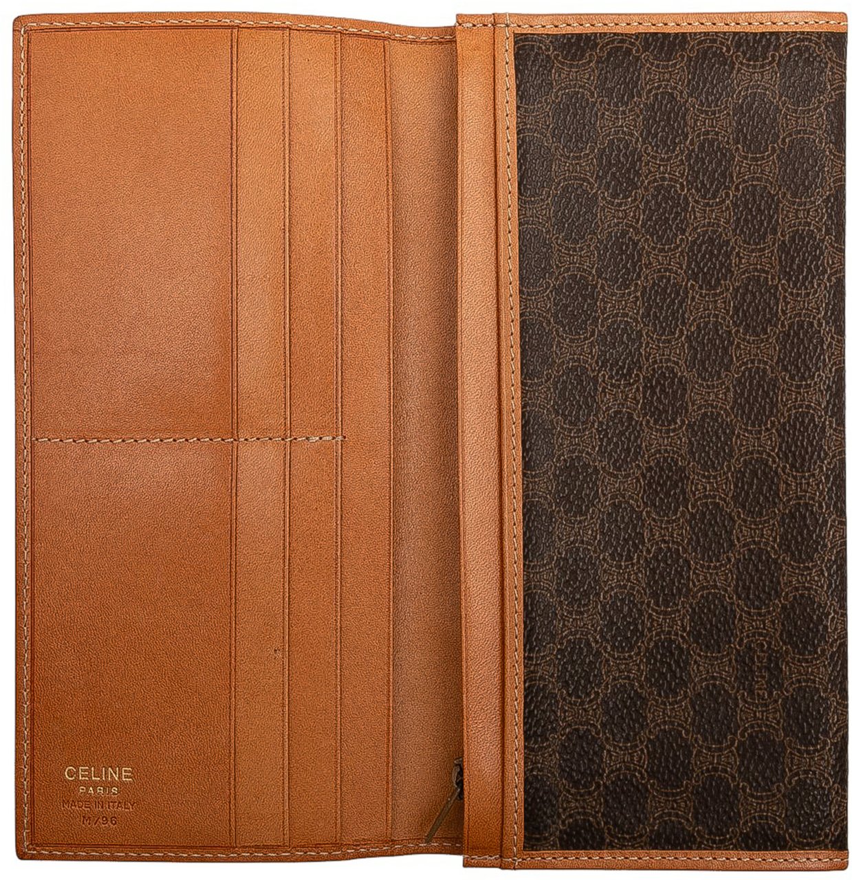 Celine Macadam Coated Canvas Long Wallet Bruin