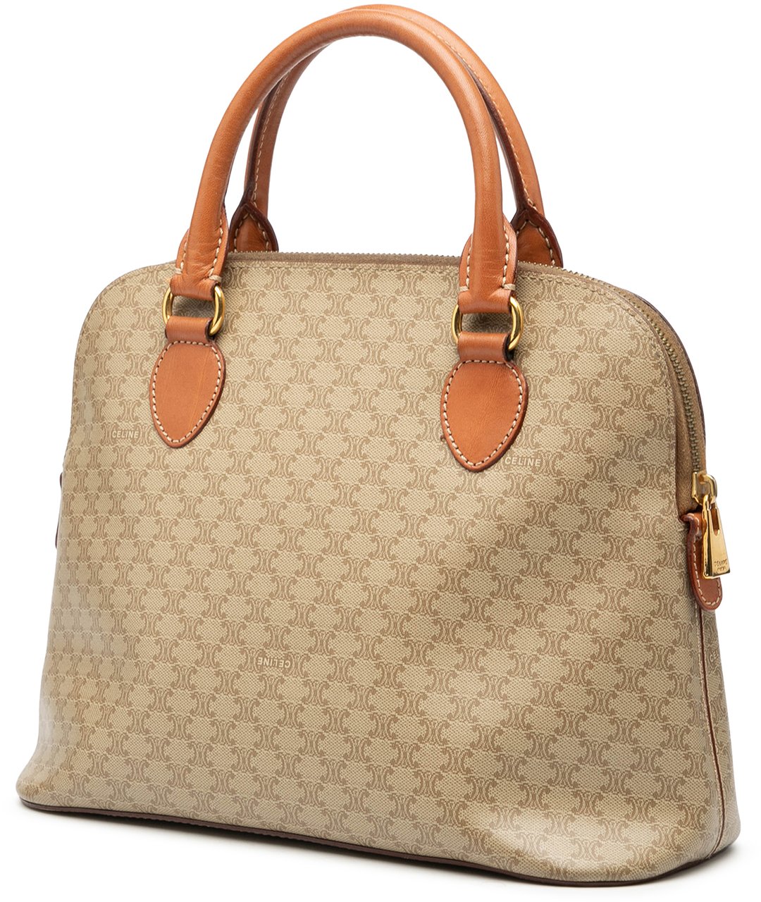 Celine Macadam Coated Canvas Dome Satchel Bruin