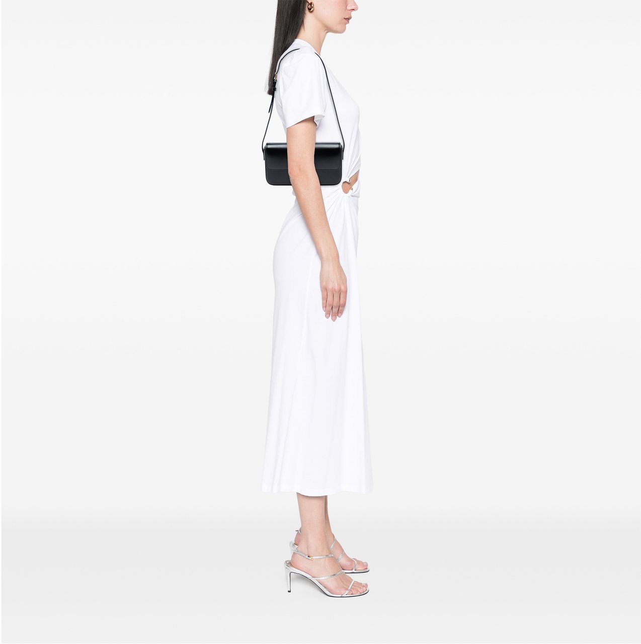 Celine Shiny Calfskin Triomphe Claude Shoulder Bag Zwart