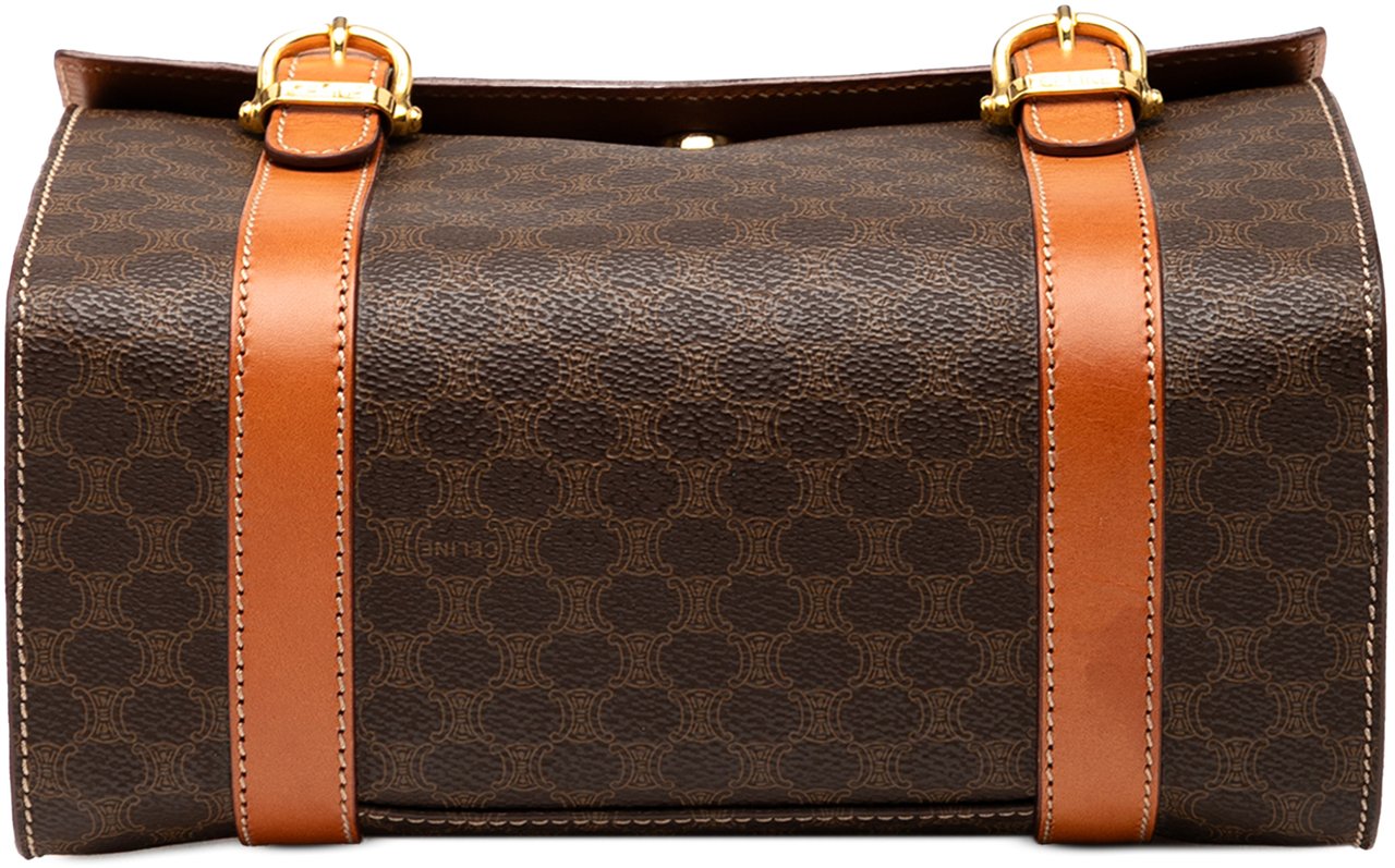 Celine Macadam Coated Canvas Triomphe Blason Handbag Bruin