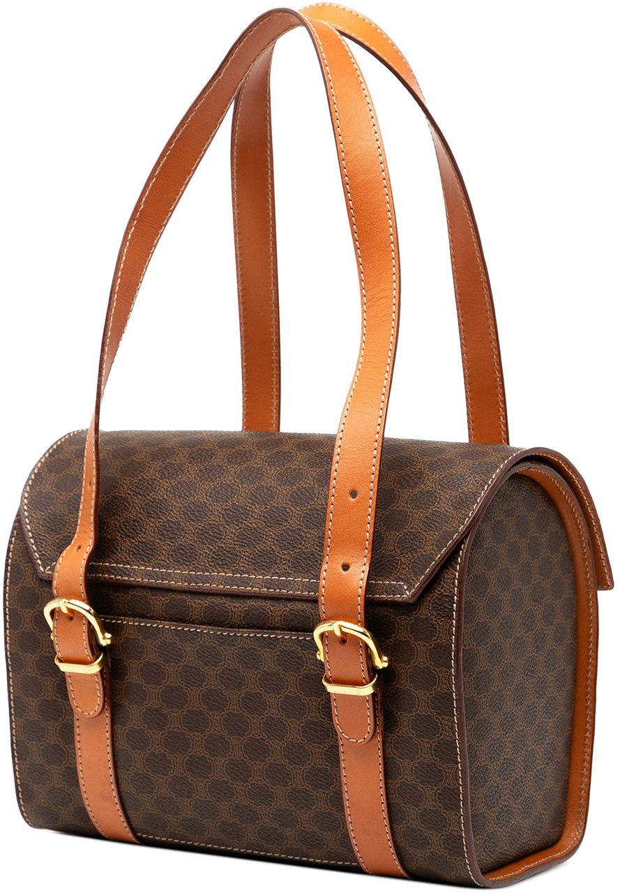 Celine Macadam Coated Canvas Triomphe Blason Handbag Bruin