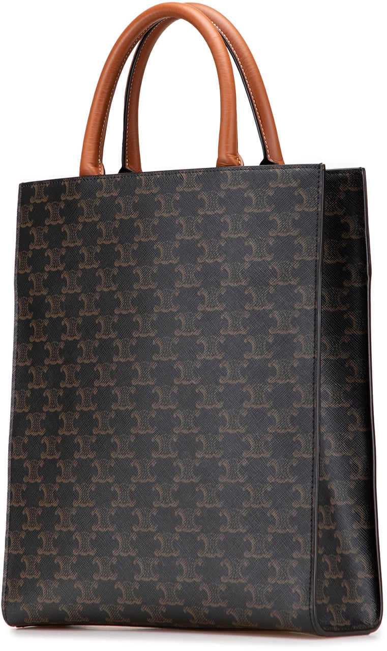 Celine Small Triomphe Coated Canvas Vertical Cabas Tote Bruin