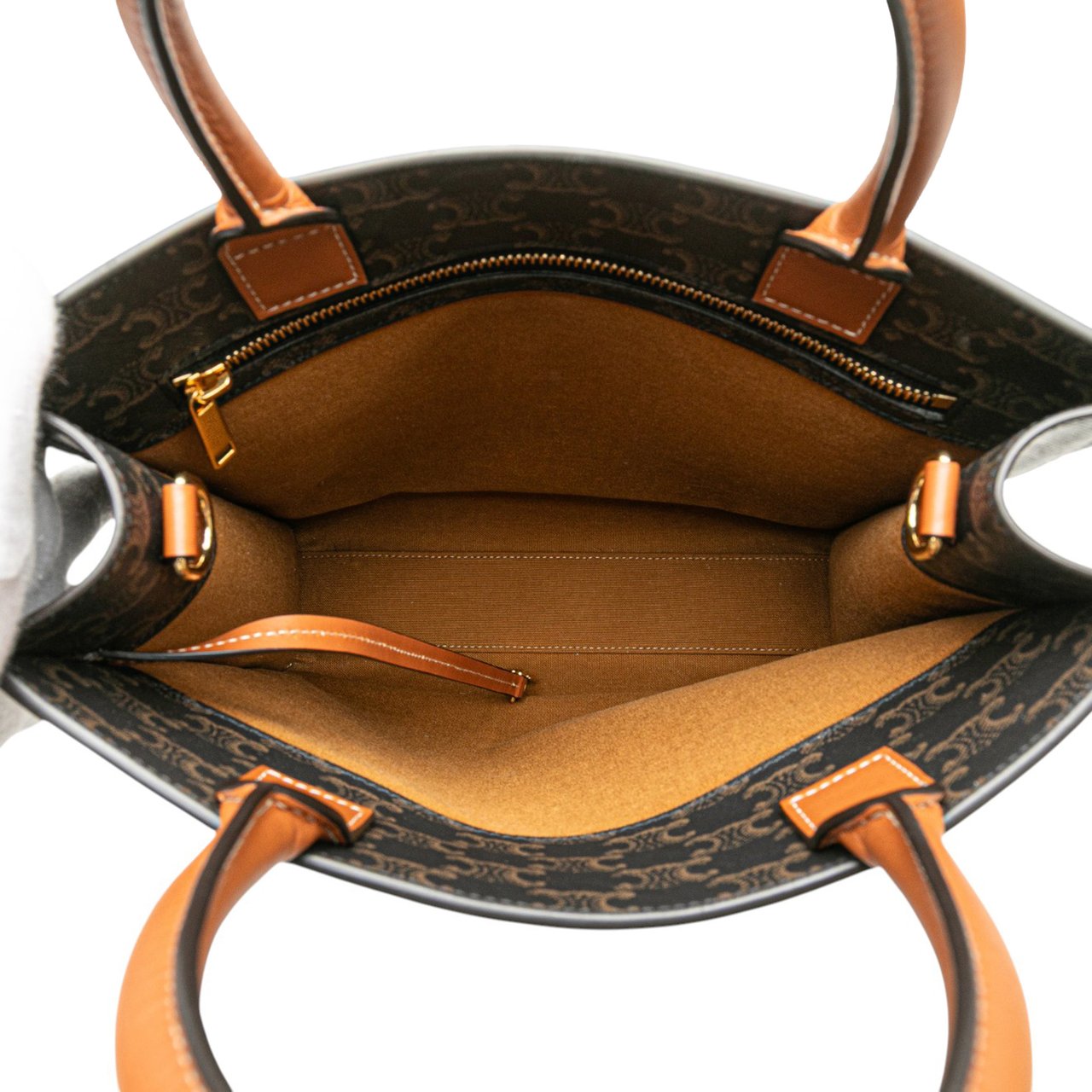 Celine Small Triomphe Coated Canvas Vertical Cabas Tote Bruin