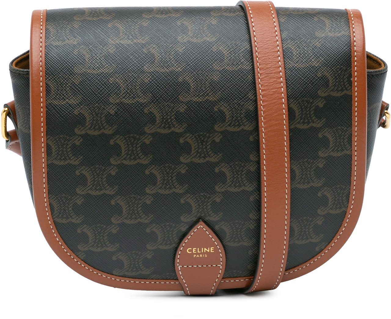 Celine Medium Triomphe Coated Canvas Folco Crossbody Bruin