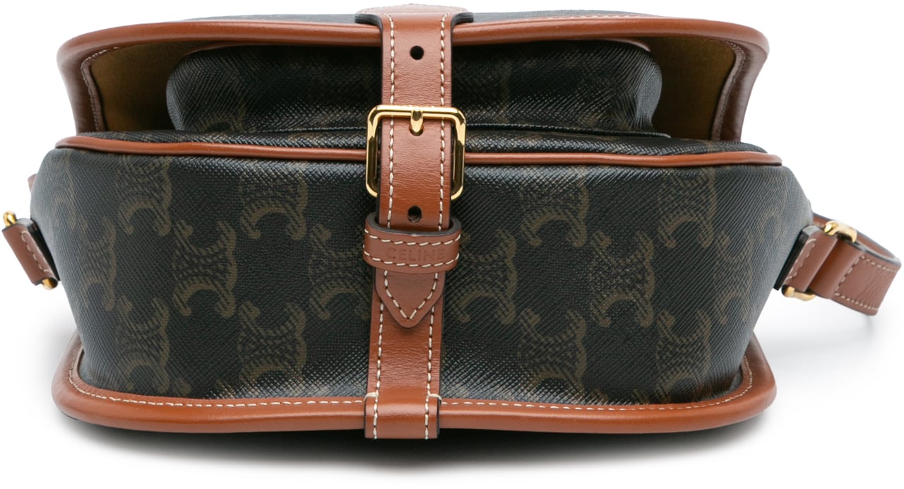 Celine Medium Triomphe Coated Canvas Folco Crossbody Bruin