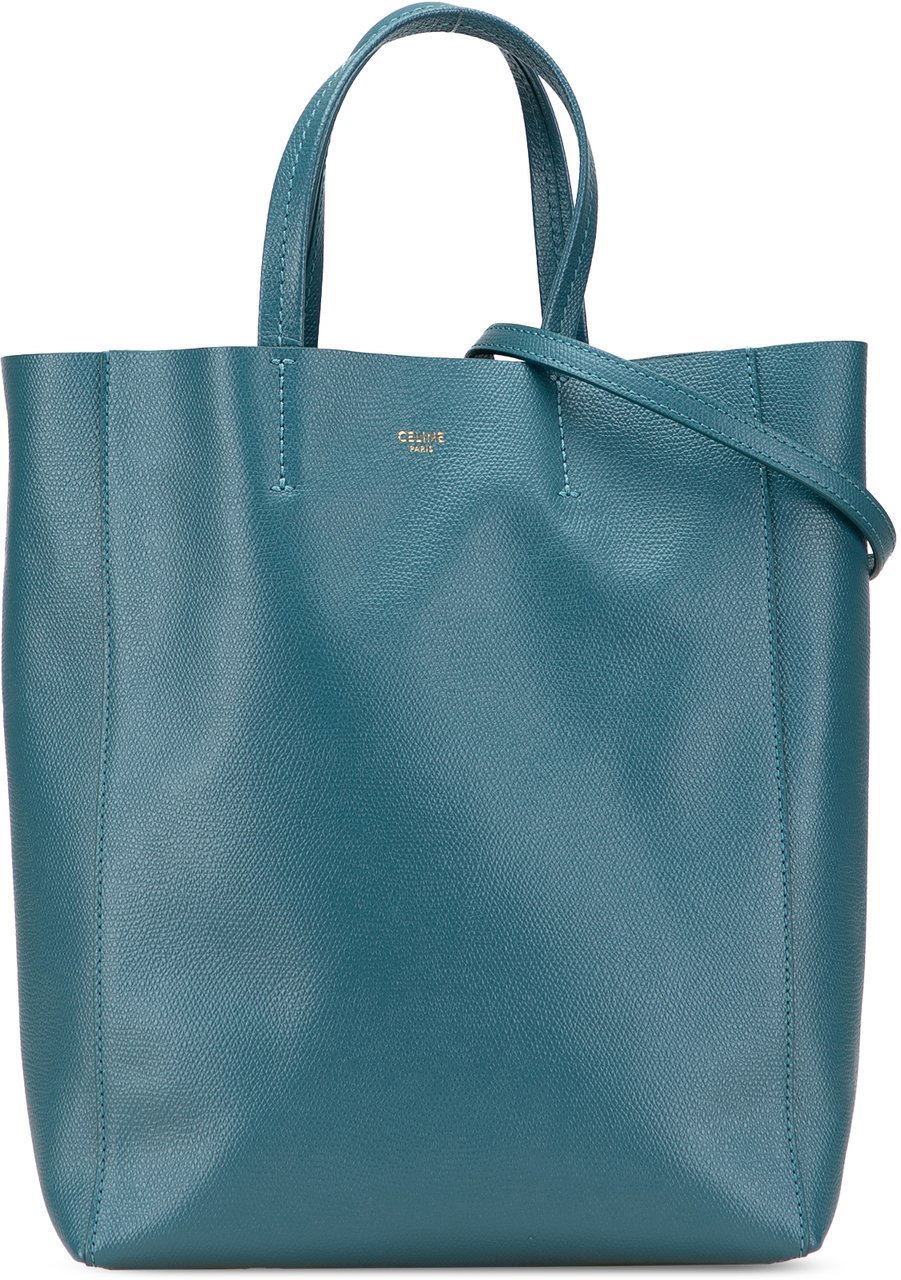Celine Small Grained Calfskin Vertical Cabas Satchel Blauw