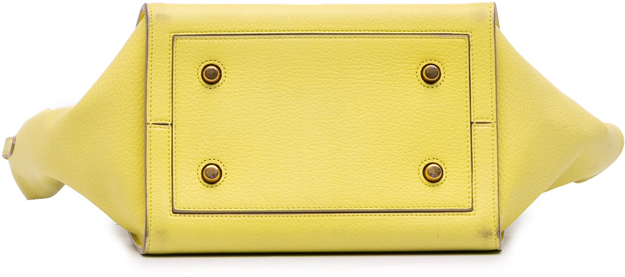 Celine Small Grained Calfskin Tie Tote Geel