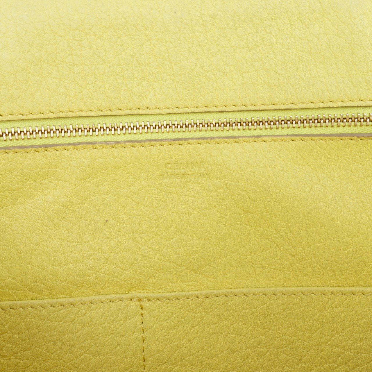 Celine Small Grained Calfskin Tie Tote Geel