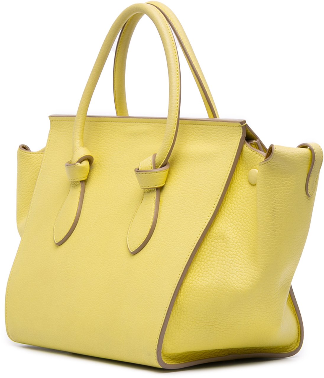 Celine Small Grained Calfskin Tie Tote Geel