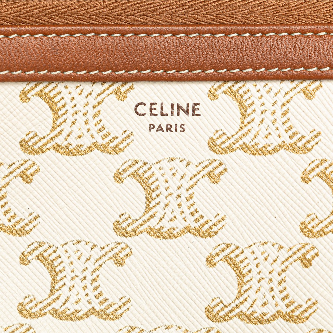 Celine Triomphe Coated Canvas Clutch On Chain Wit