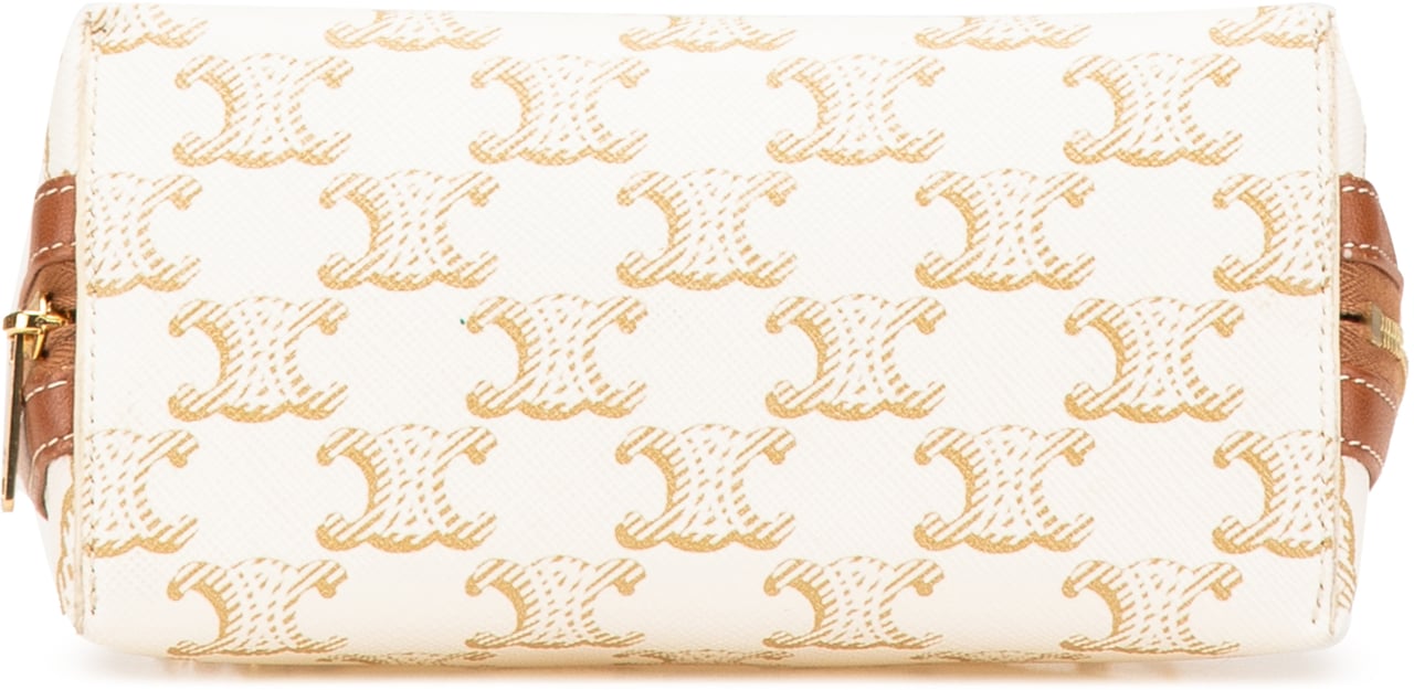 Celine Triomphe Coated Canvas Clutch On Chain Wit