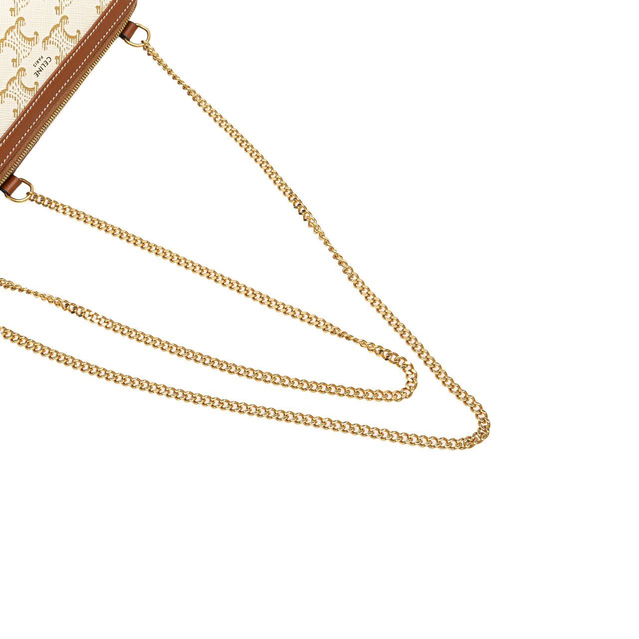 Celine Triomphe Coated Canvas Clutch On Chain Wit