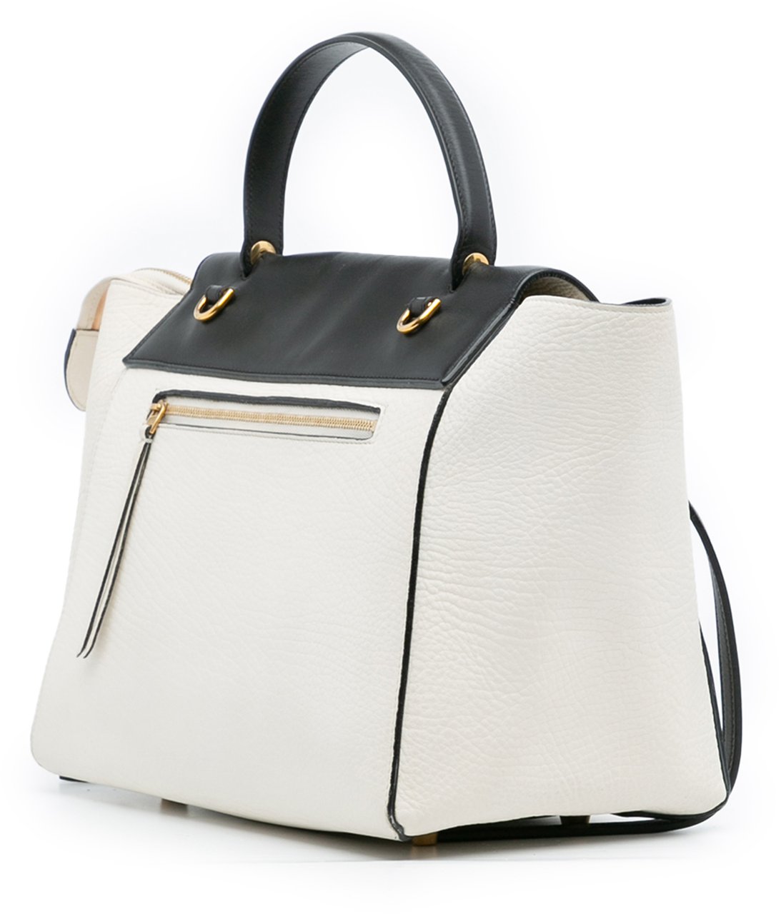 Celine Mini Bicolor Leather Belt Satchel Wit