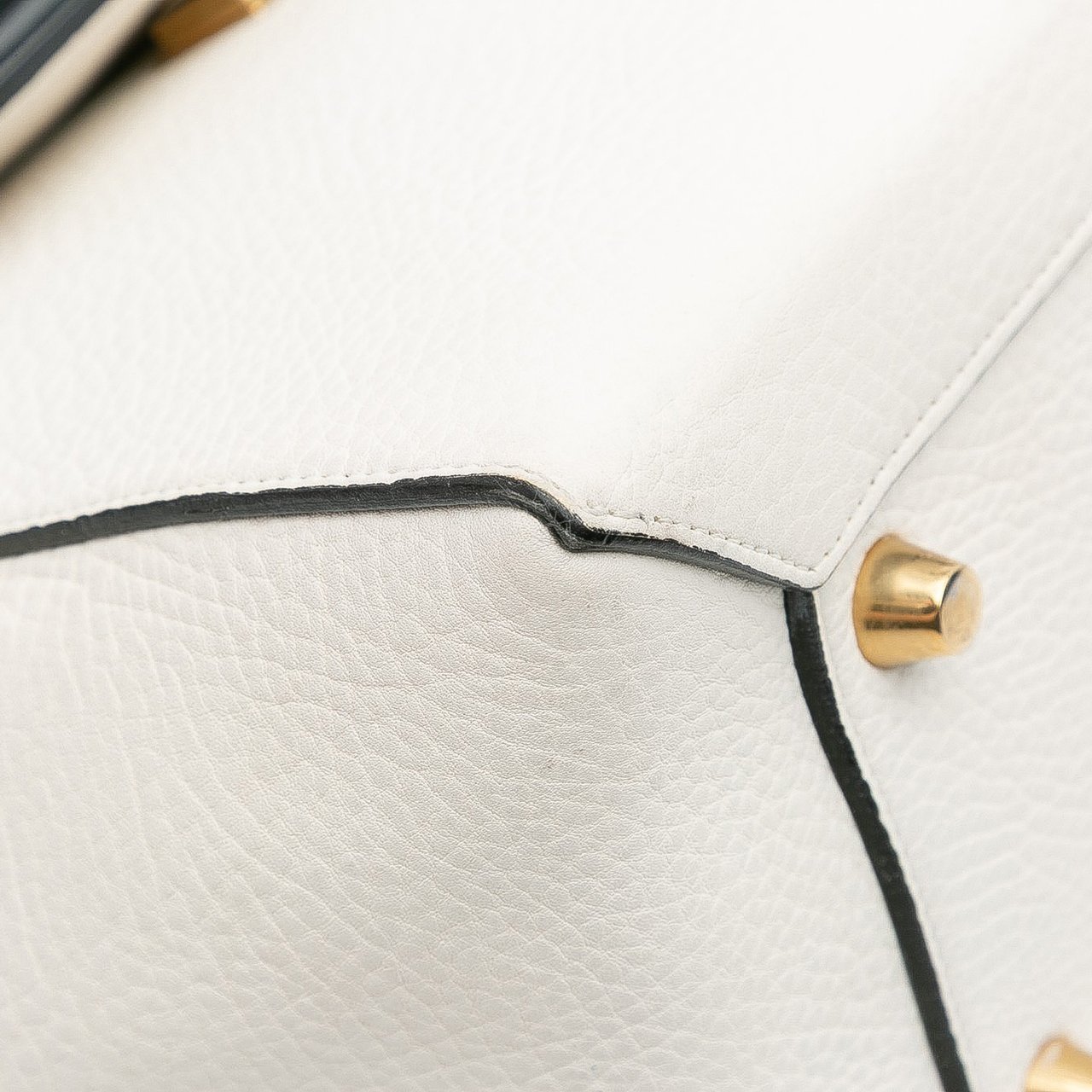 Celine Mini Bicolor Leather Belt Satchel Wit