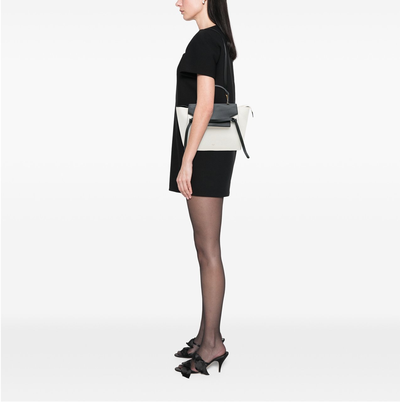 Celine Mini Bicolor Leather Belt Satchel Wit