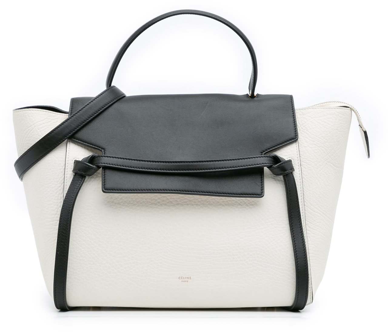 Celine Mini Bicolor Leather Belt Satchel Wit