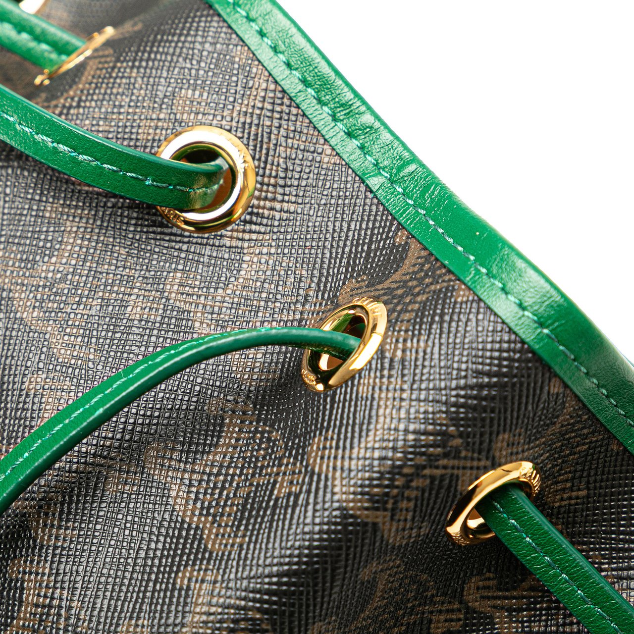 Celine Small Triomphe Coated Canvas Drawstring Bucket Bag Bruin