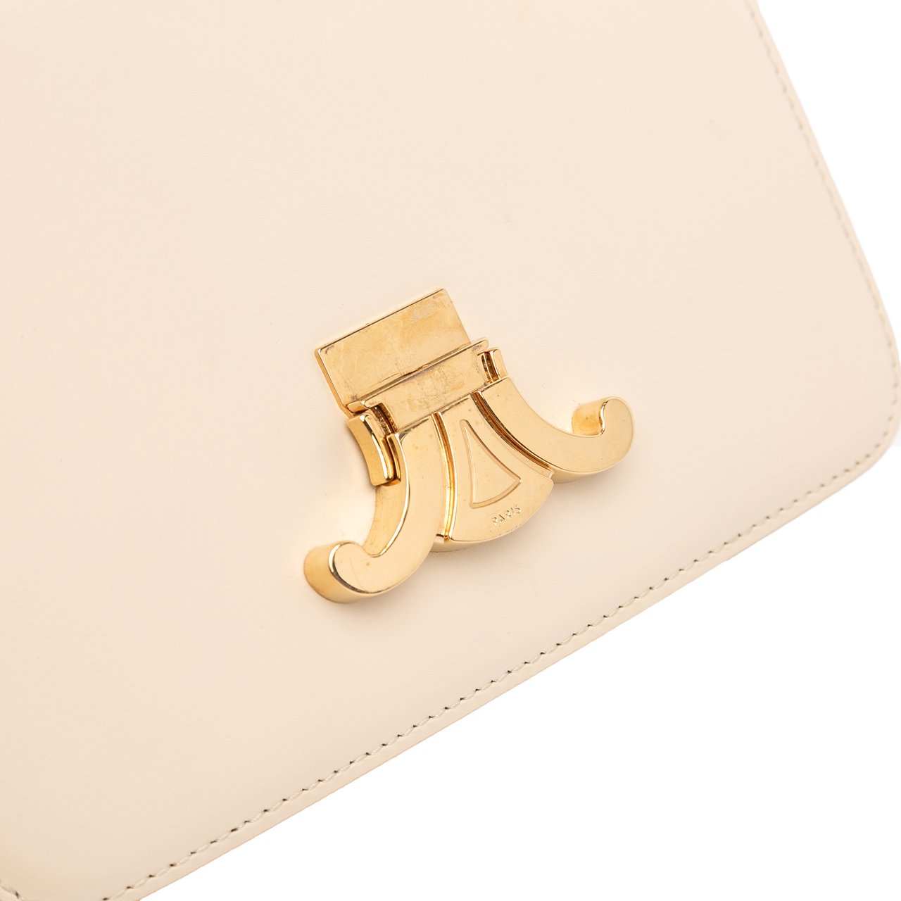 Celine Teen Shiny Calfskin Triomphe Crossbody Wit