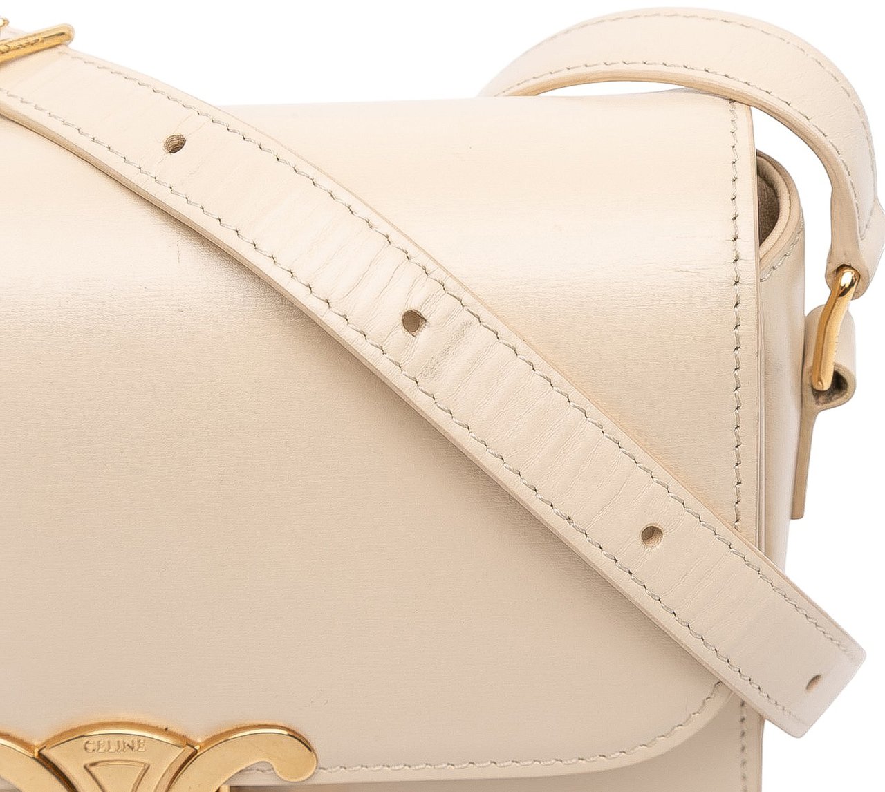 Celine Teen Shiny Calfskin Triomphe Crossbody Wit