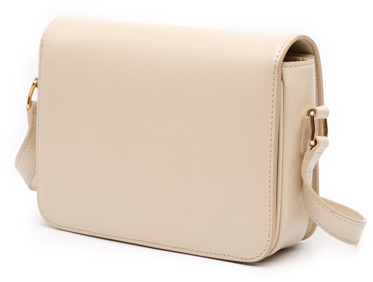 Celine Teen Shiny Calfskin Triomphe Crossbody Wit